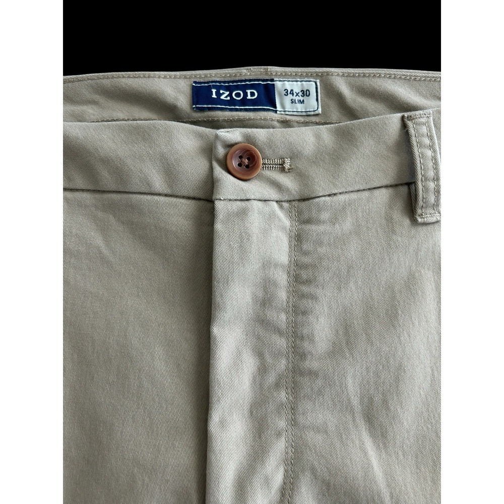 NEW Men's Izod Sports Flex‎ Khaki Tan Pants Performance Stretch 34x30 Sport Golf - Picture 8 of 12